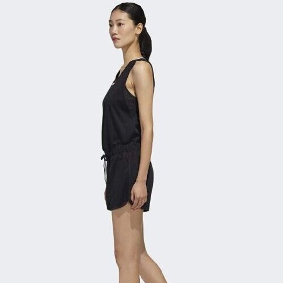 Adidas Women’s Sleeveless Relaxed Training Black Shorts Romper Jumpsuit Size XL - Picture 3 of 10